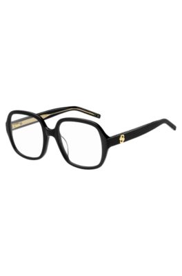 Brillenfassung aus schwarzem Acetat mit Double-B-Monogramm, Schwarz