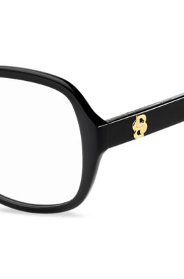 Black-acetate optical frames with Double B monogram, Black