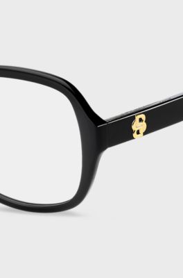 Optisch montuur van zwart acetaat met Double B-monogram, Zwart
