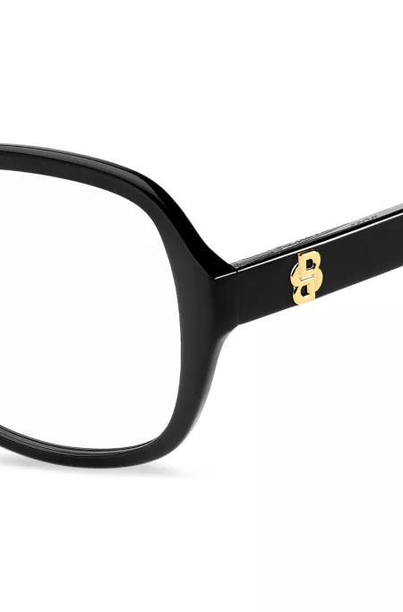 Monture optique en acétate noir avec monogramme Double B