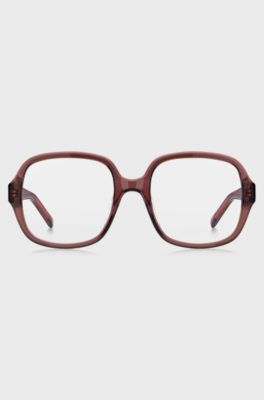 Occhiali da vista in acetato marrone con monogramma Double B, Marrone chiaro