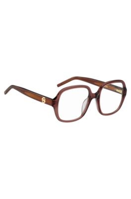 Brown-acetate optical frames with Double B monogram, Light Brown
