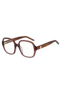 Monture optique en ac&eacute;tate marron avec monogramme Double B, Brun chin&eacute;