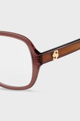 Brillenfassung aus braunem Acetat mit Double-B-Monogramm, Hellbraun