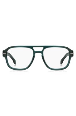 Green-acetate optical frames with double bridge, Blue