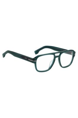 Green-acetate optical frames with double bridge, Blue