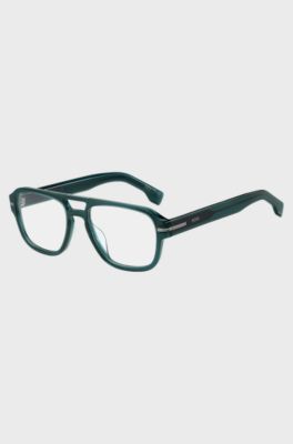 Green-acetate optical frames with double bridge, Blue