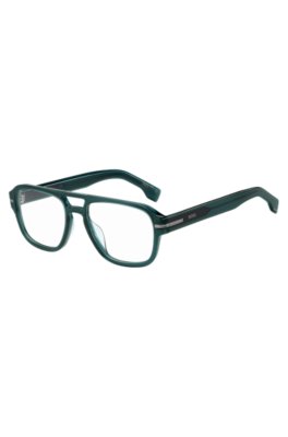 Green-acetate optical frames with double bridge