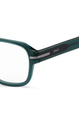 Green-acetate optical frames with double bridge, Blue