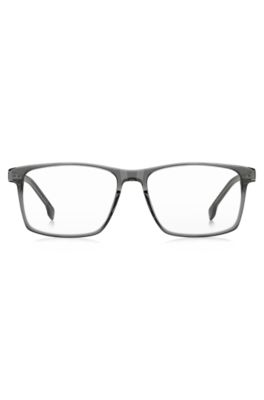 Grey-acetate optical frames with temple stripe, Grey