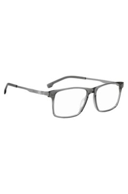 Grey-acetate optical frames with temple stripe, Grey