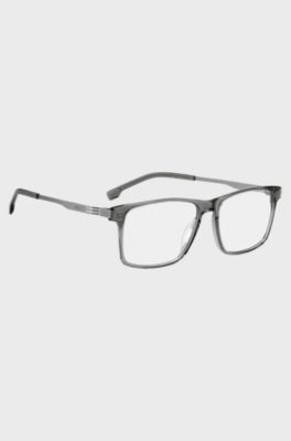 Grey-acetate optical frames with temple stripe, Grey