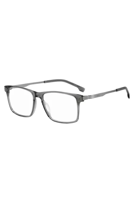 Monture optique en acétate gris avec rayure sur les branches