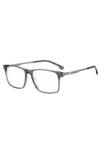 Montura para gafas graduadas de acetato gris con rayas en las patillas, Gris