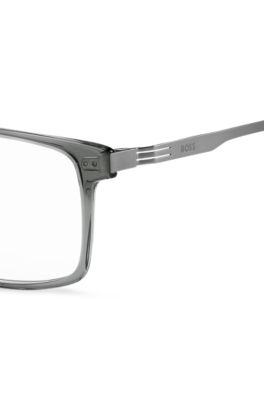 Grey-acetate optical frames with temple stripe, Grey