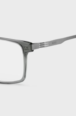 Grey-acetate optical frames with temple stripe, Grey