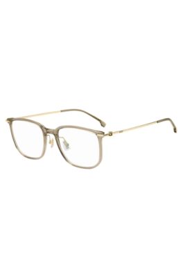 Glas&ouml;gonb&aring;gar i beige acetat med guldf&auml;rgade skalmar, Beige