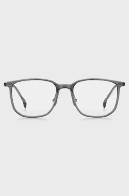 Titanium optical frames with lasered logo, Grey