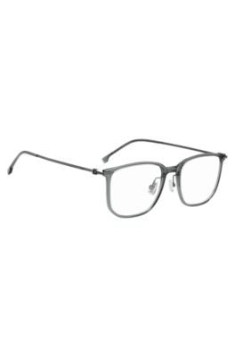 Titanium optical frames with lasered logo, Grey