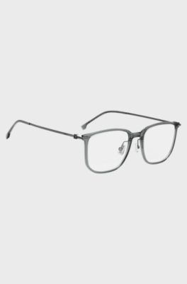 Titanium optical frames with lasered logo, Grey
