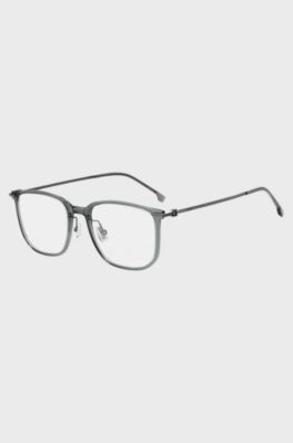 Titanium optical frames with lasered logo, Grey