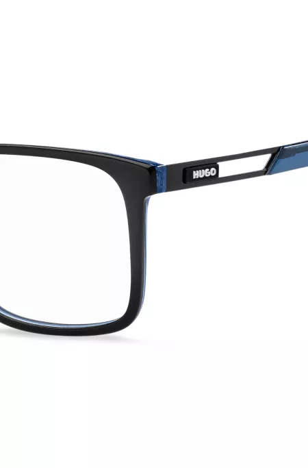 Monture optique en acétate noir avec logo en gomme contrasté