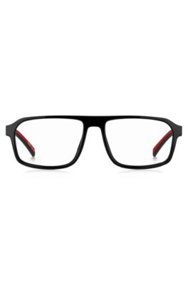 Black optical frames with red trims, Black