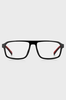 Black optical frames with red trims, Black
