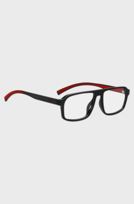 Black optical frames with red trims, Black