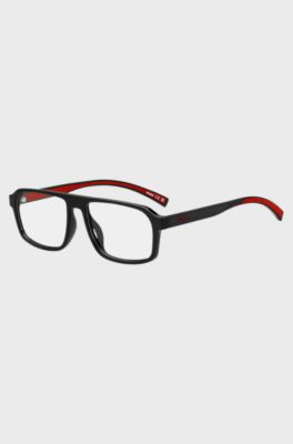 Black optical frames with red trims, Black