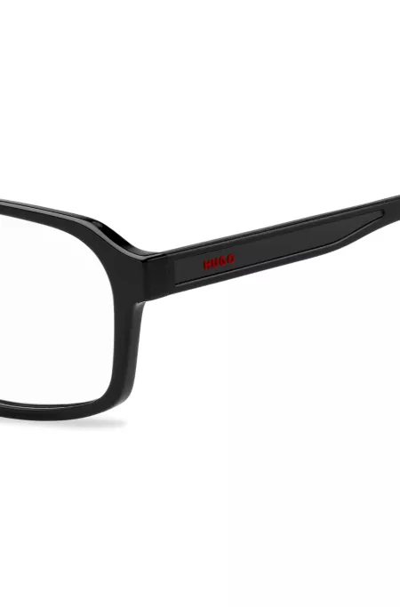 Monture optique noire avec finitions rouges