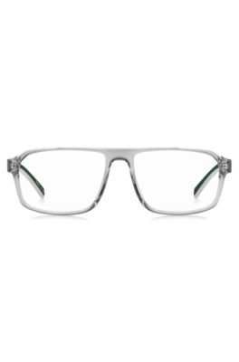 Transparent-acetate optical frames with green trims, Grey