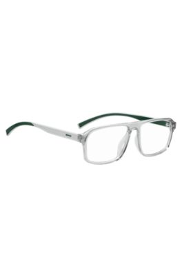 Transparent-acetate optical frames with green trims, Grey