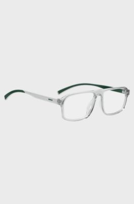 Transparent-acetate optical frames with green trims, Grey
