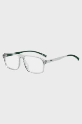 Transparent-acetate optical frames with green trims, Grey