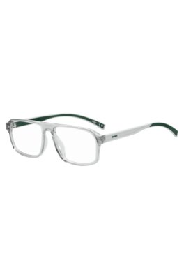 Transparent-acetate optical frames with green trims