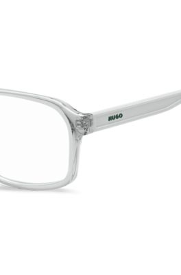Transparent-acetate optical frames with green trims, Grey