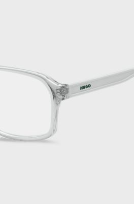 Transparent-acetate optical frames with green trims, Grey