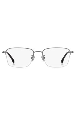 Half-rim optical frames with tubular temples, Grey