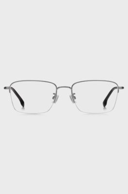 Occhiali da vista semi-cerchiati con aste tubolari, Grigio