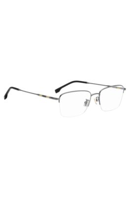 Half-rim optical frames with tubular temples, Grey