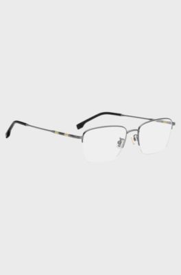 Half-rim optical frames with tubular temples, Grey