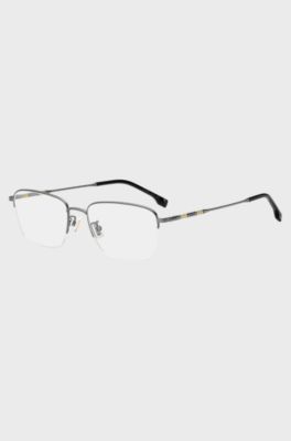 Half-rim optical frames with tubular temples, Grey