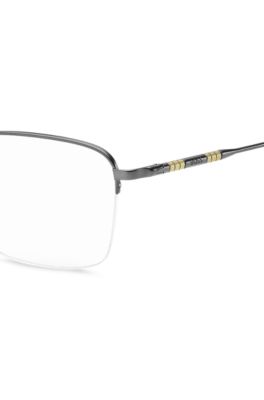 Half-rim optical frames with tubular temples, Grey