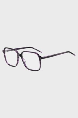Violet-horn optical frames with temple logo, Purple Patterned