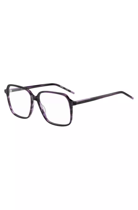 Violet-horn optical frames with temple logo