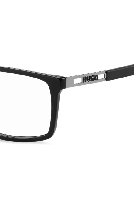 Brillenfassung aus schwarzem Acetat mit Cut-out-Logo