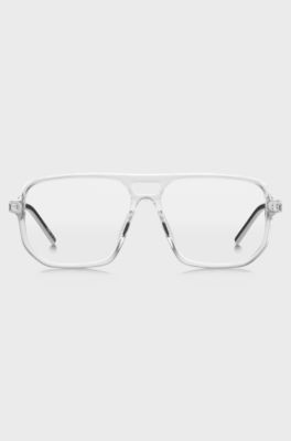 Occhiali da vista in acetato trasparente con logo cut-out, Trasparente