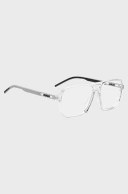 Occhiali da vista in acetato trasparente con logo cut-out, Trasparente