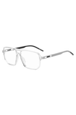 Clear-acetate optical frames with cut-out logo, Transparent